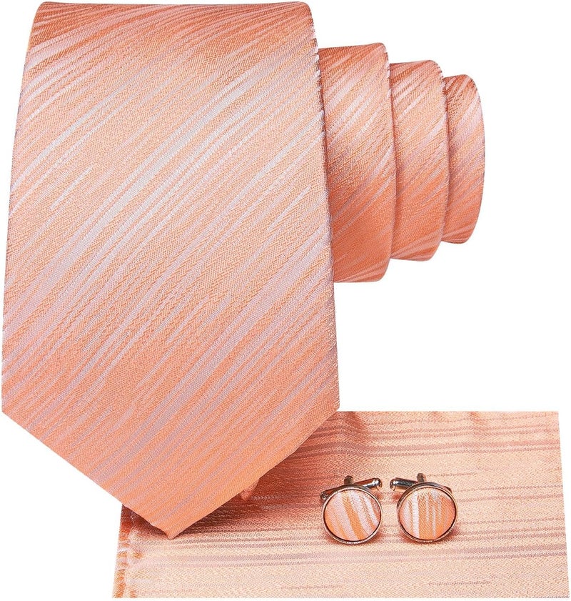 Dubulle Mens Paisley Striped Tie and Handkerchief Cufflinks Tie Set for Men Wedding Business Formal - Image 1